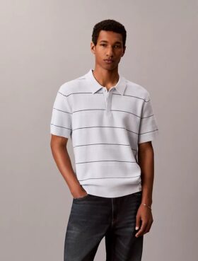 Polo in maglia a righe di cotone