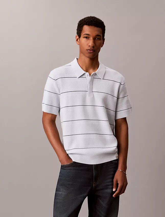 Polo in maglia a righe di cotone Polo in maglia a righe di cotone