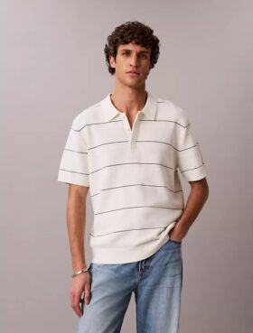 Polo in maglia a righe di cotone
