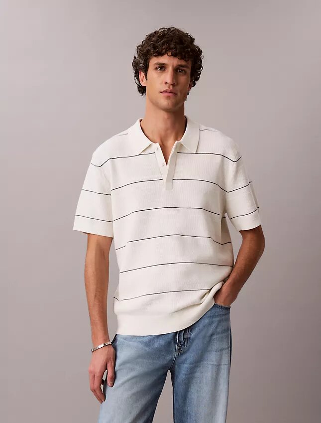 Polo in maglia a righe di cotone Polo in maglia a righe di cotone