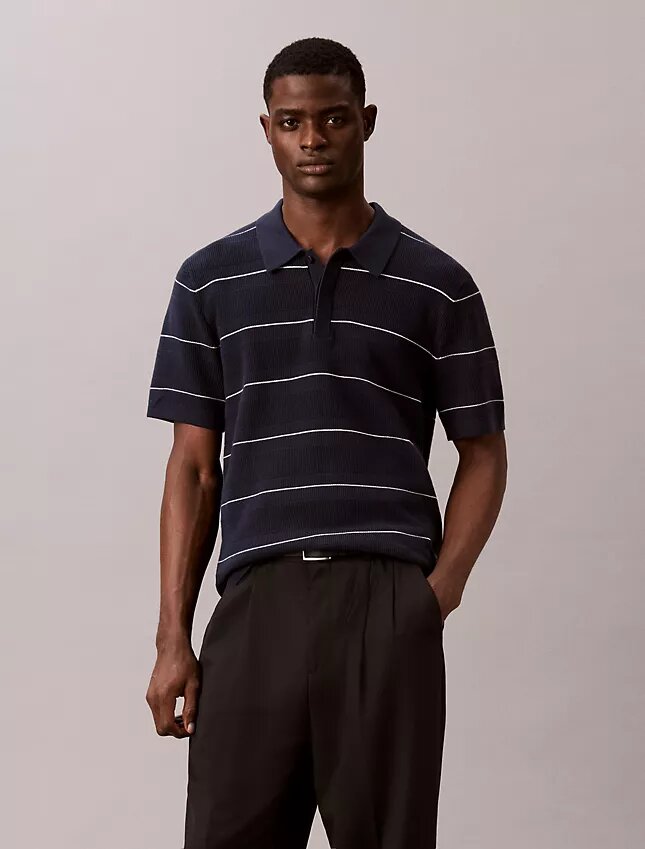 Polo in maglia a righe di cotone Polo in maglia a righe di cotone