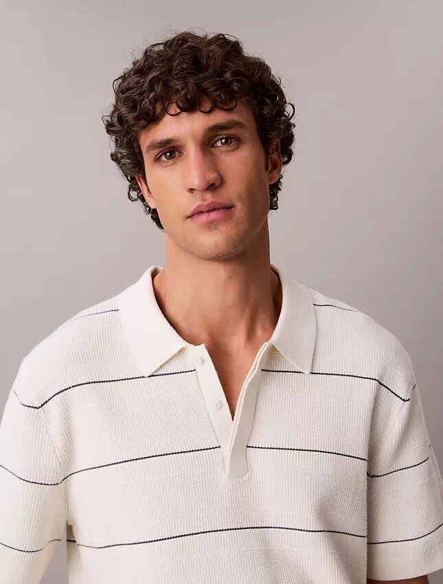 Polo in maglia a righe di cotone Polo in maglia a righe di cotone