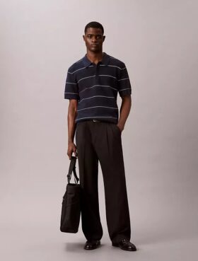 Polo in maglia a righe di cotone