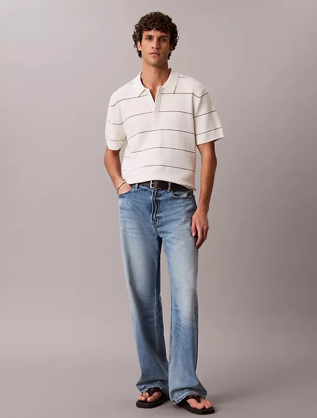 Polo in maglia a righe di cotone Polo in maglia a righe di cotone