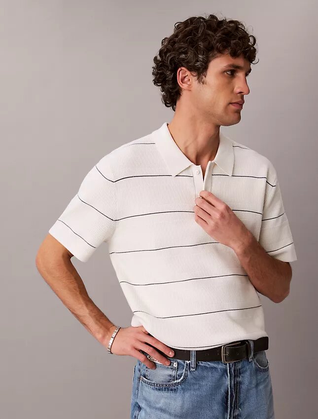 Polo in maglia a righe di cotone Polo in maglia a righe di cotone