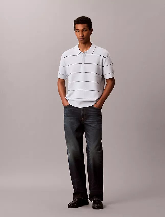 Polo in maglia a righe di cotone Polo in maglia a righe di cotone
