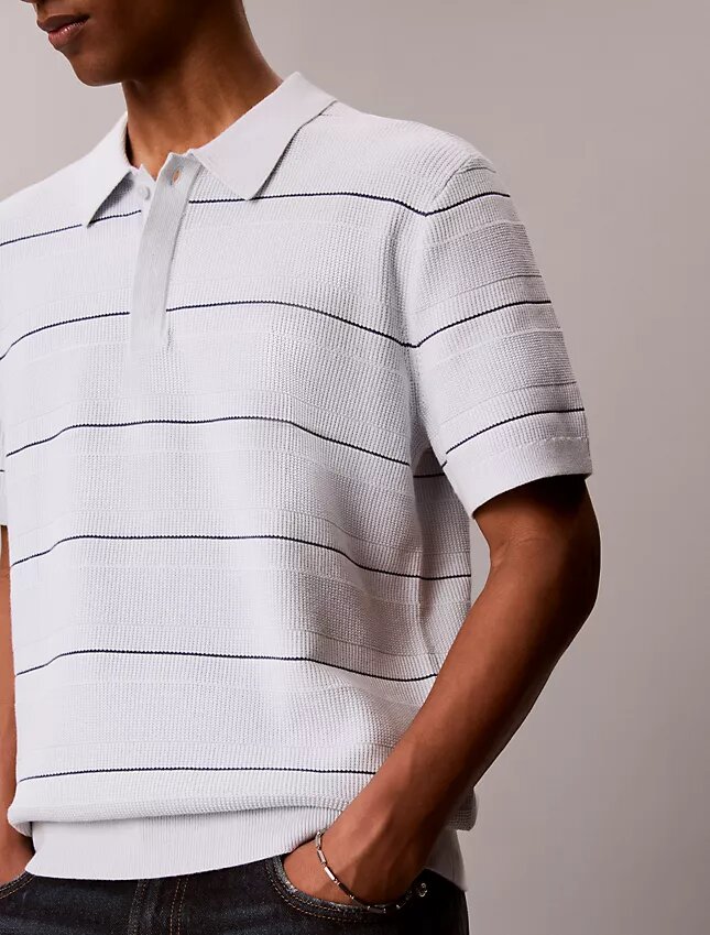 Polo in maglia a righe di cotone Polo in maglia a righe di cotone