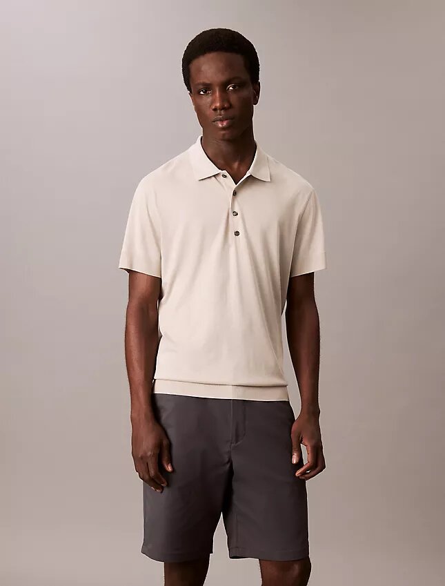 Polo in maglia fine mista lyocell Polo in maglia fine mista lyocell