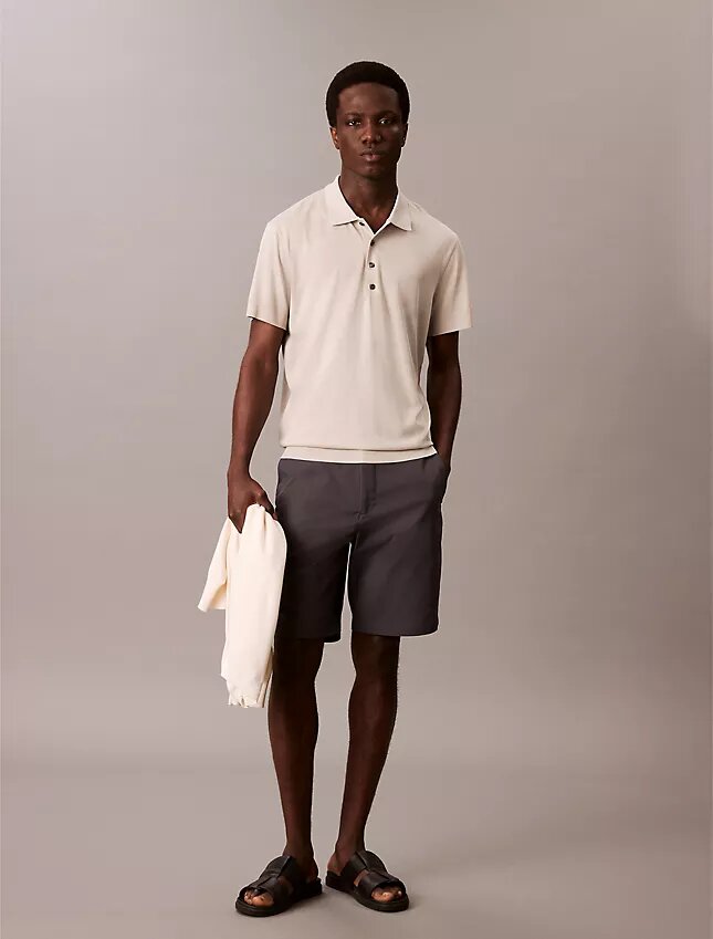 Polo in maglia fine mista lyocell Polo in maglia fine mista lyocell