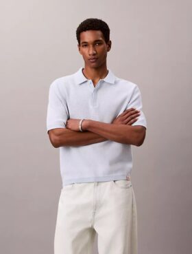 Polo in morbido cotone a trama waffle