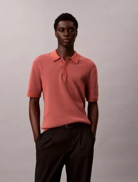 Polo in morbido cotone a trama waffle
