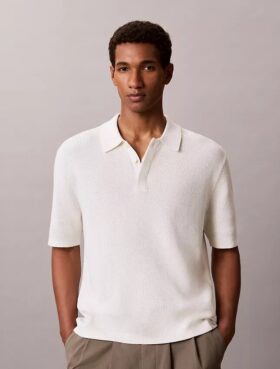Polo in morbido cotone a trama waffle