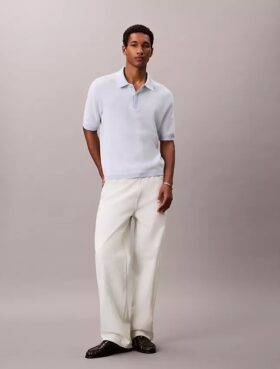 Polo in morbido cotone a trama waffle