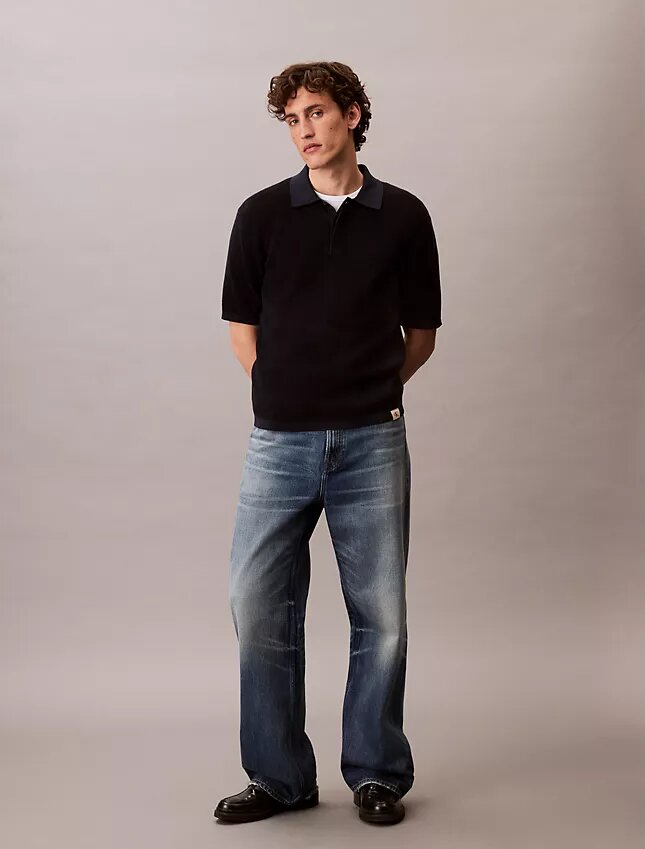 Polo in morbido cotone a trama waffle Polo in morbido cotone a trama waffle