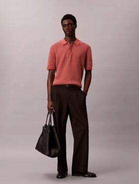 Polo in morbido cotone a trama waffle