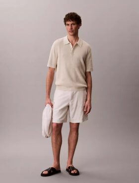 Polo in morbido cotone a trama waffle
