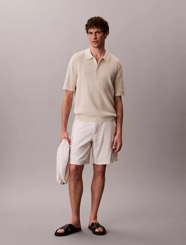 Polo in morbido cotone a trama waffle Polo in morbido cotone a trama waffle