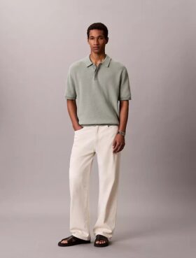 Polo in morbido cotone a trama waffle