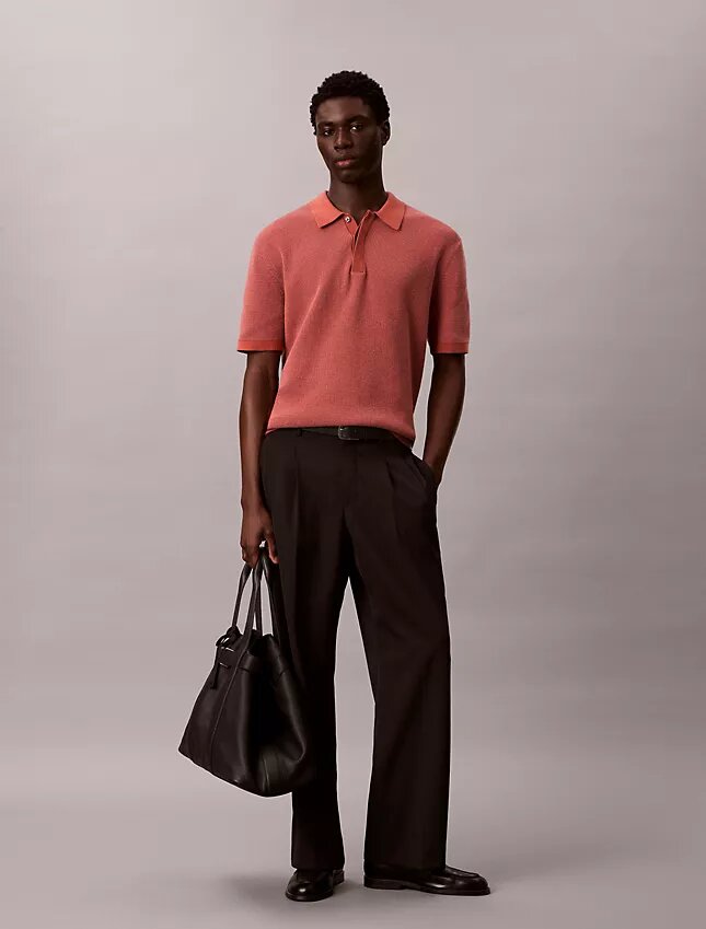 Polo in morbido cotone a trama waffle Polo in morbido cotone a trama waffle