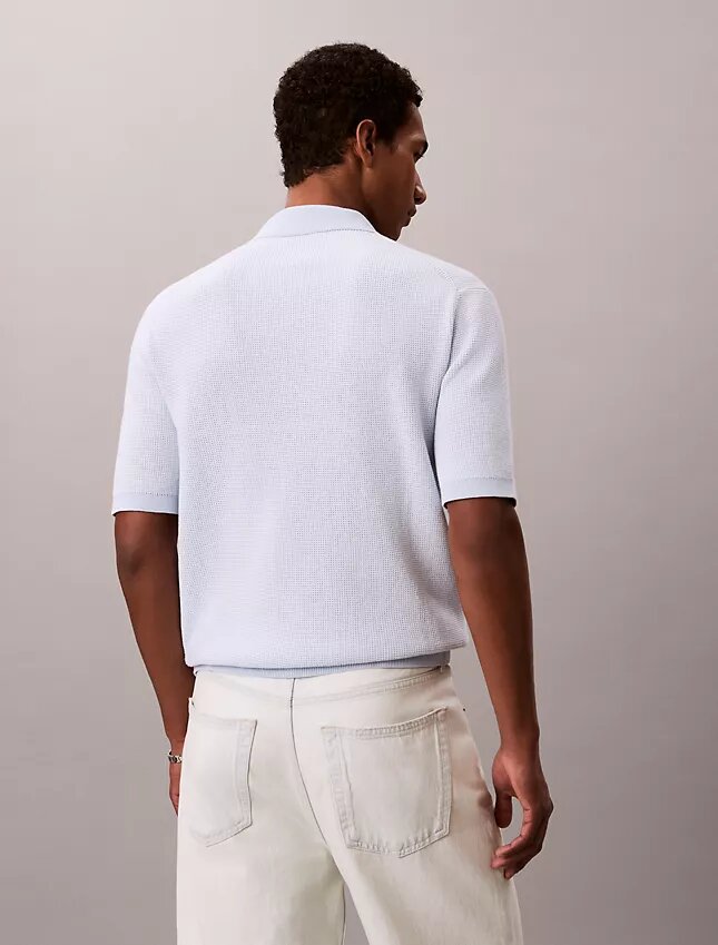Polo in morbido cotone a trama waffle Polo in morbido cotone a trama waffle