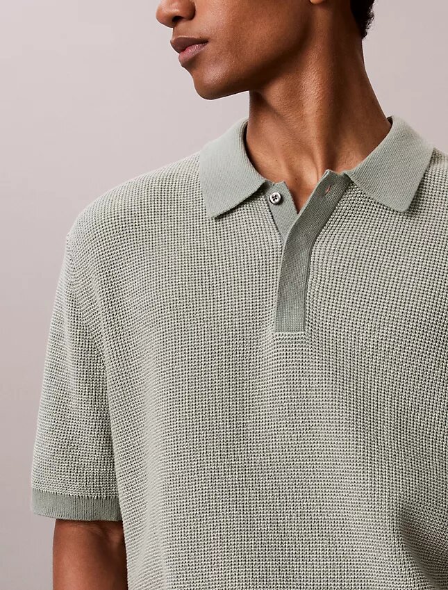 Polo in morbido cotone a trama waffle Polo in morbido cotone a trama waffle