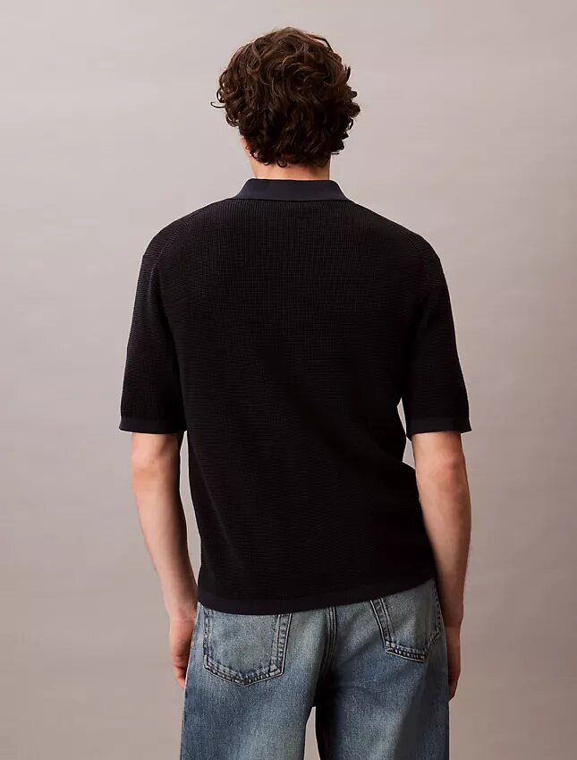 Polo in morbido cotone a trama waffle Polo in morbido cotone a trama waffle