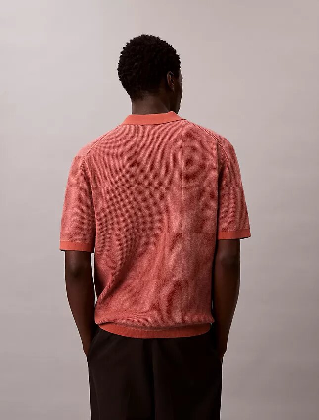 Polo in morbido cotone a trama waffle Polo in morbido cotone a trama waffle