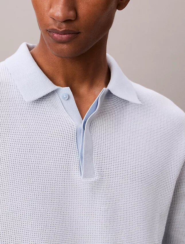 Polo in morbido cotone a trama waffle Polo in morbido cotone a trama waffle