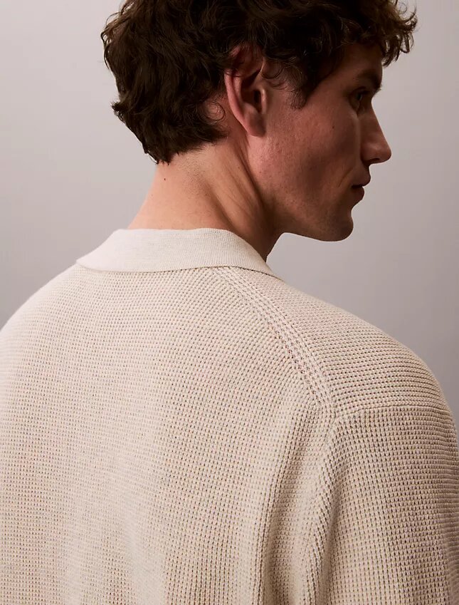 Polo in morbido cotone a trama waffle Polo in morbido cotone a trama waffle