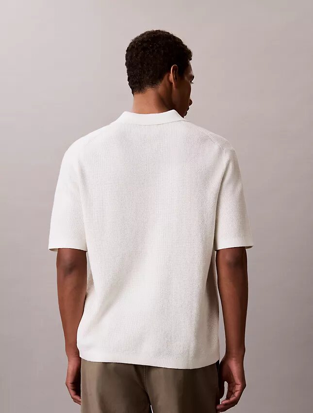 Polo in morbido cotone a trama waffle Polo in morbido cotone a trama waffle