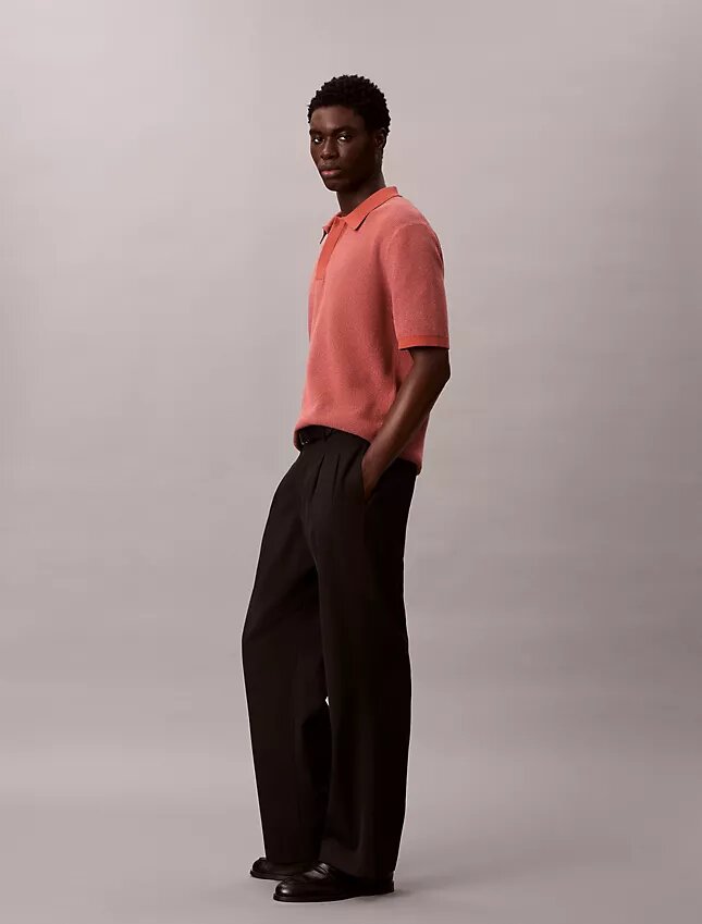 Polo in morbido cotone a trama waffle Polo in morbido cotone a trama waffle