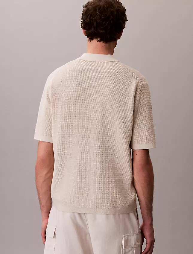 Polo in morbido cotone a trama waffle Polo in morbido cotone a trama waffle