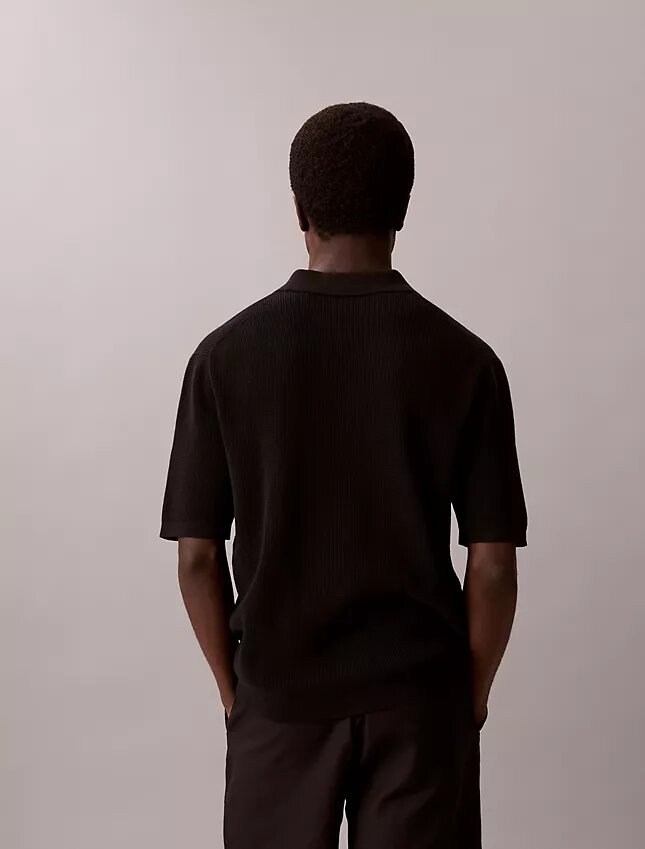 Polo in morbido cotone a trama waffle Polo in morbido cotone a trama waffle