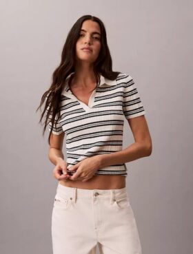 Polo slim a righe a costine