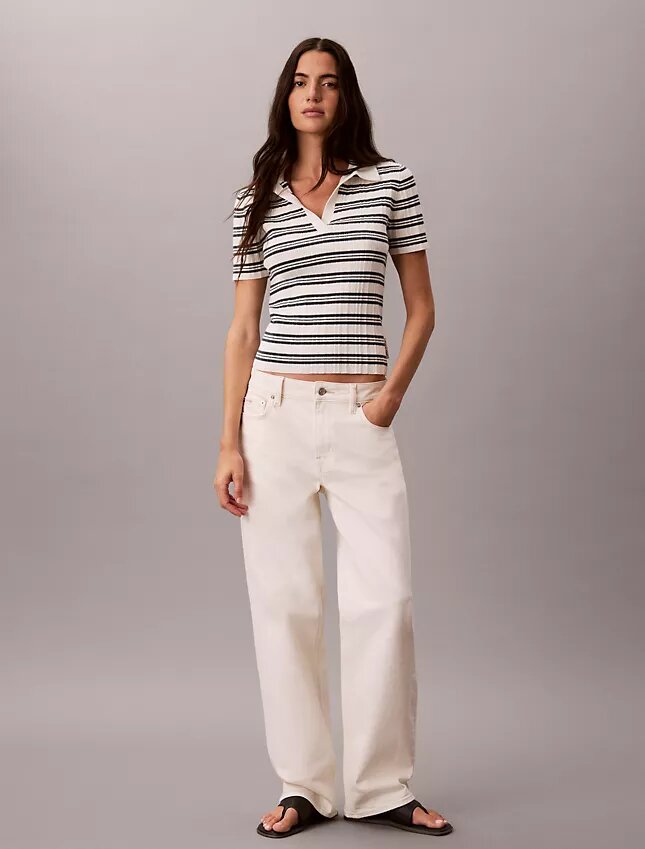Polo slim a righe a costine Polo slim a righe a costine