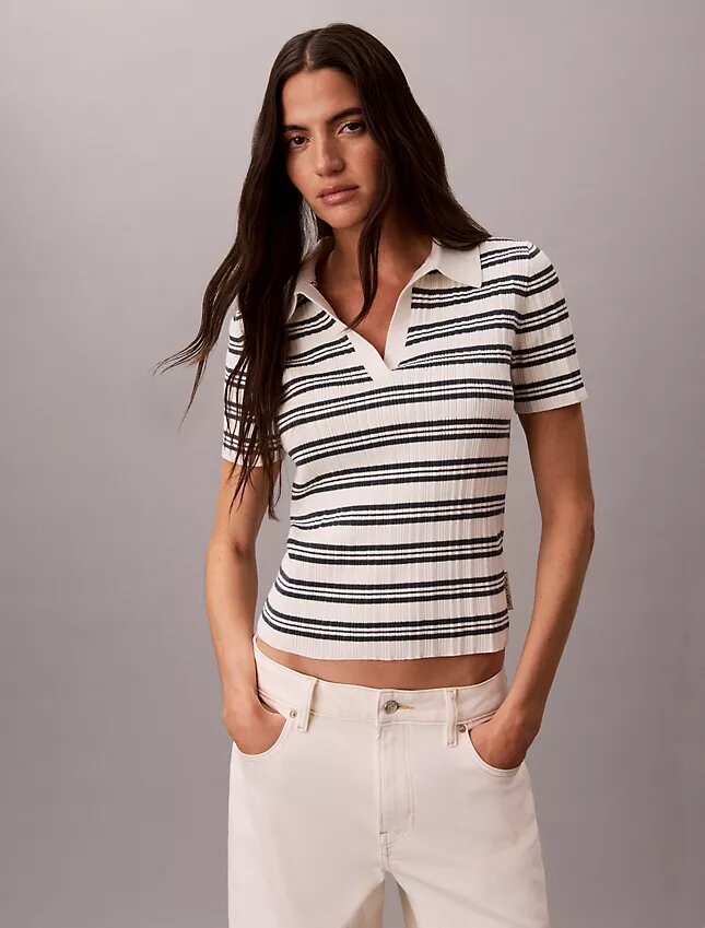 Polo slim a righe a costine Polo slim a righe a costine