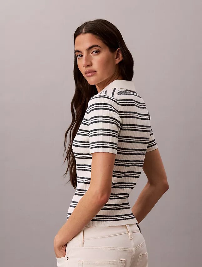 Polo slim a righe a costine Polo slim a righe a costine