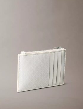 Portacarte con cerniera superiore e logo su tutta la superficie