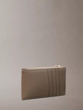 Portacarte con doppio zip e logo in lamina