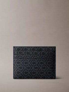 Portacarte con monogramma a grana