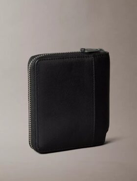 Portafoglio bifold in pelle con cerniera Portafoglio bifold in pelle con cerniera