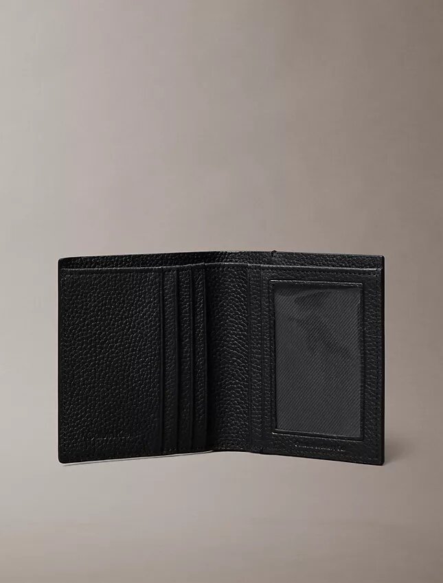 Portafoglio bifold sottile con logo goffrato a caldo Portafoglio bifold sottile con logo goffrato a caldo