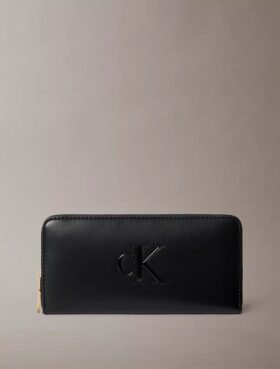 Portafoglio lungo con Monogram in grassetto e chiusura a zip
