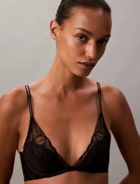Reggiseno a balconcino con pizzo floreale nero CK Black leggermente foderato