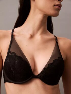 Reggiseno a balconcino in pizzo floreale nero CK Black