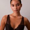 Reggiseno a balconcino in pizzo nero CK Black Geo leggermente foderato
