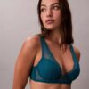 Reggiseno a balconcino in pizzo nero CK Black Geo leggermente foderato