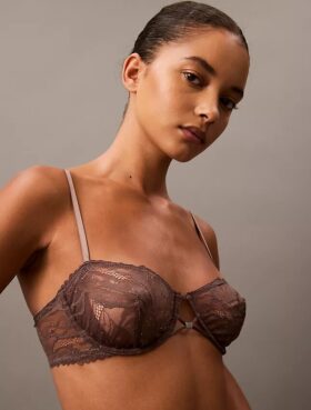 Reggiseno a balconcino Unlined in pizzo floreale nero CK Black