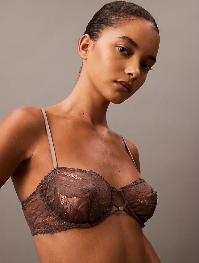 Reggiseno a balconcino Unlined in pizzo floreale nero CK Black Reggiseno a balconcino Unlined in pizzo floreale nero CK Black