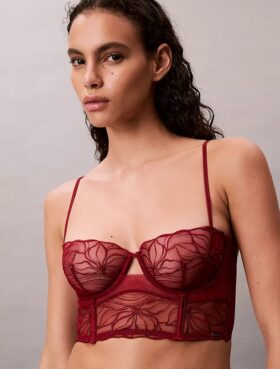 Reggiseno a balconcino Unlined in pizzo floreale nero CK Black